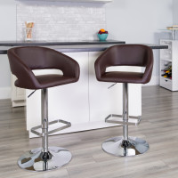 Flash Furniture CH-122070-BRN-GG Contemporary Brown Vinyl Adjustable Height Barstool